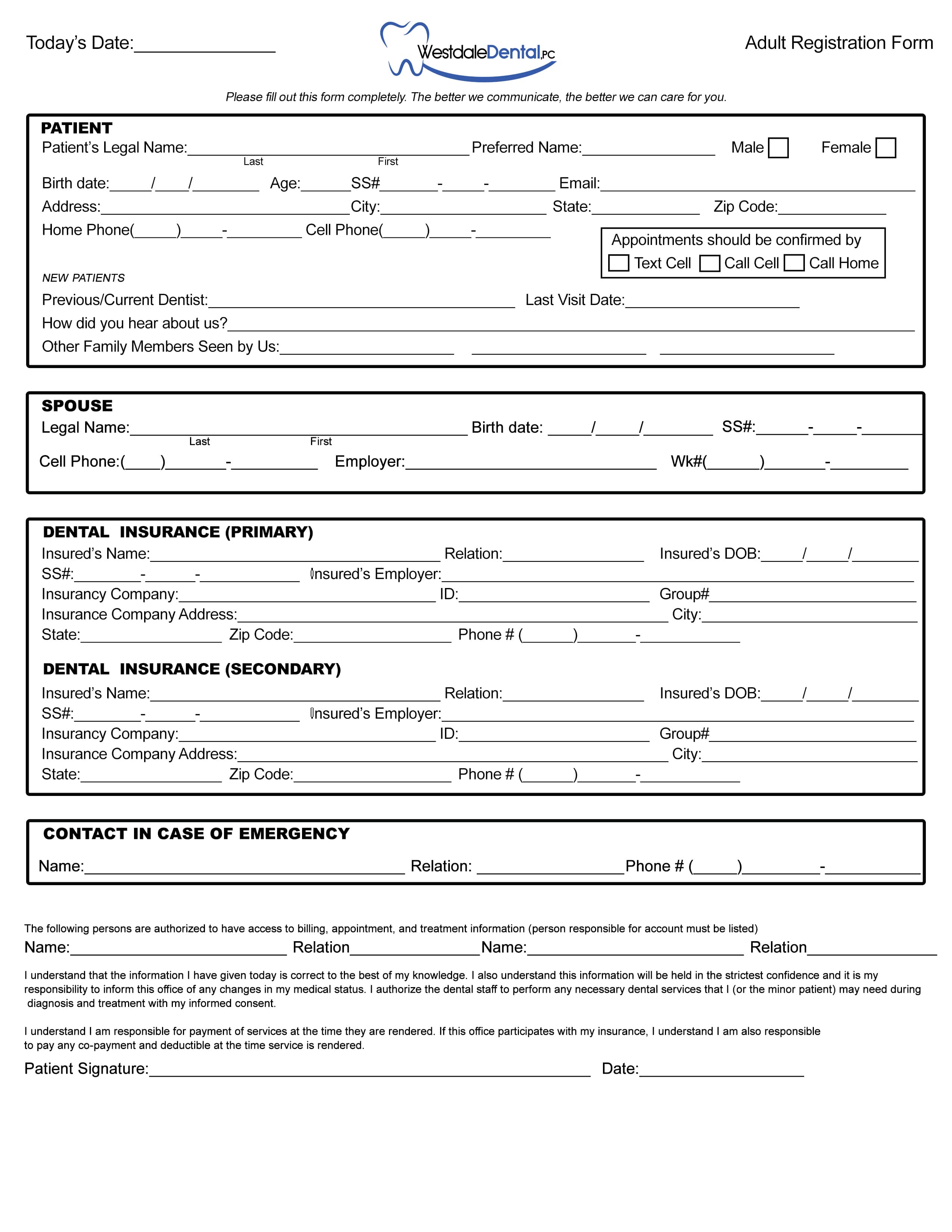 Printable New Patient Forms